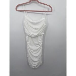 Hello Molly Spaghetti Strap White Mini Dress Size Large Ruched